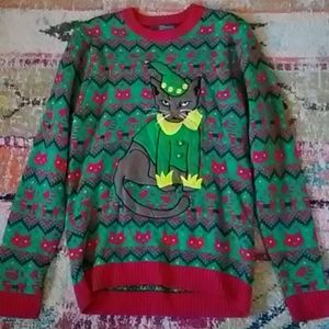🐅 evil feline ugly Christmas 🎄 sweater w/bells